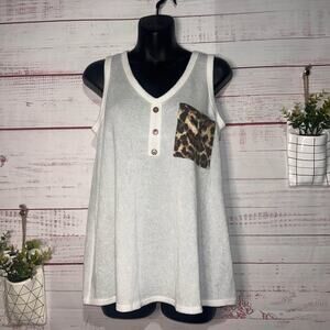 New | Hemish Boutique Cheetah Pocket Tank | Large